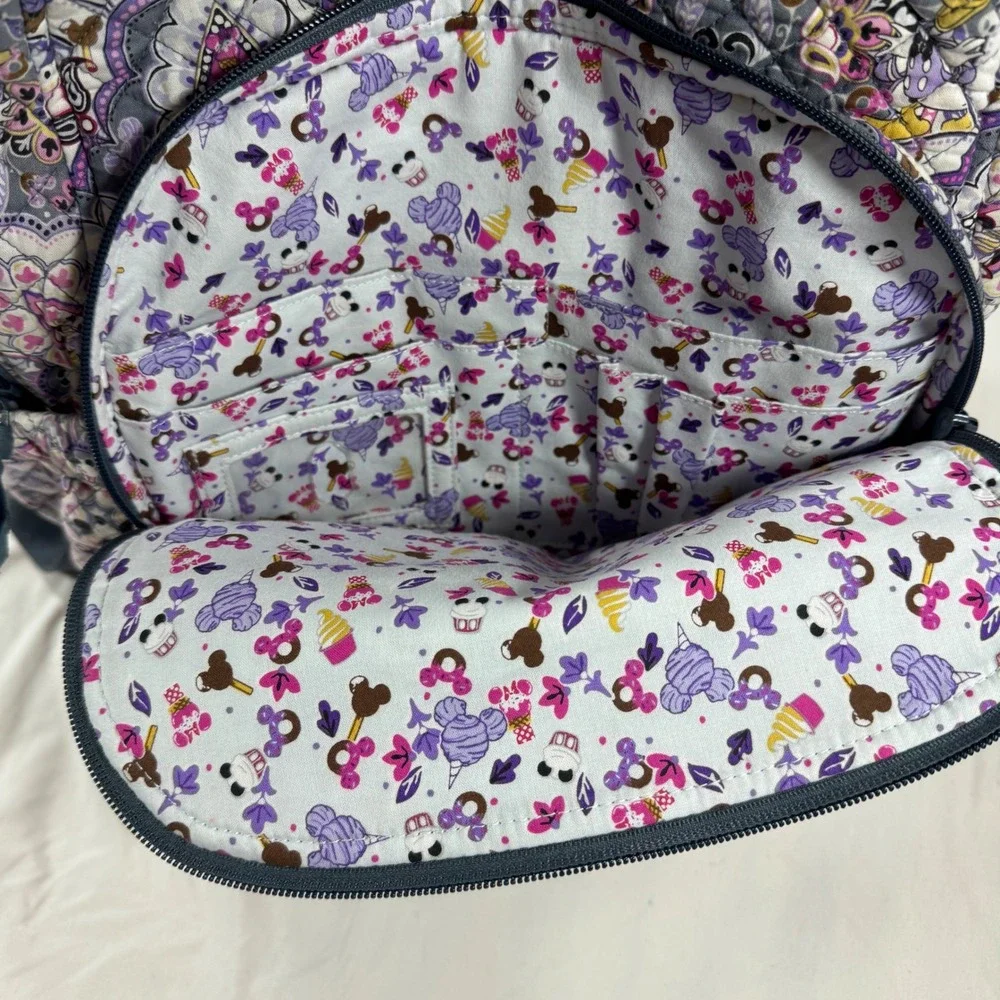 Vera Bradley Disney Mickey Paisley Celebration Quilted Backpack Purple Grey